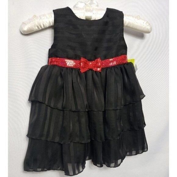 Girls' Black Layered Sleeveless Ruffle Holiday Dress 18 mths NWT - Picture 4 of 5